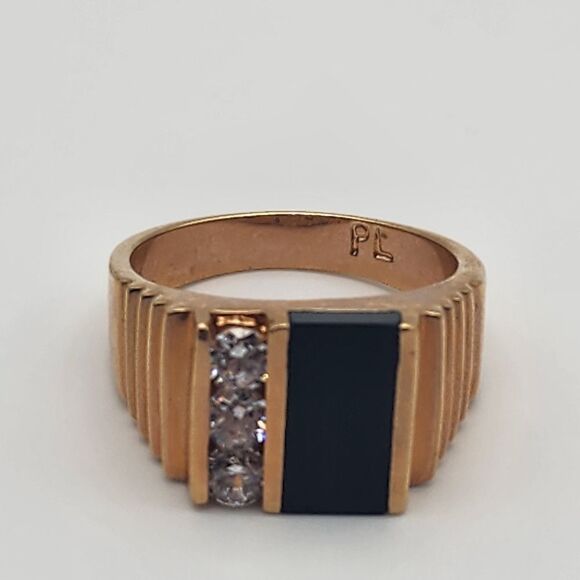 Park Lane Gold Tone Onyx & CZ Ring (11) - Picture 5 of 7